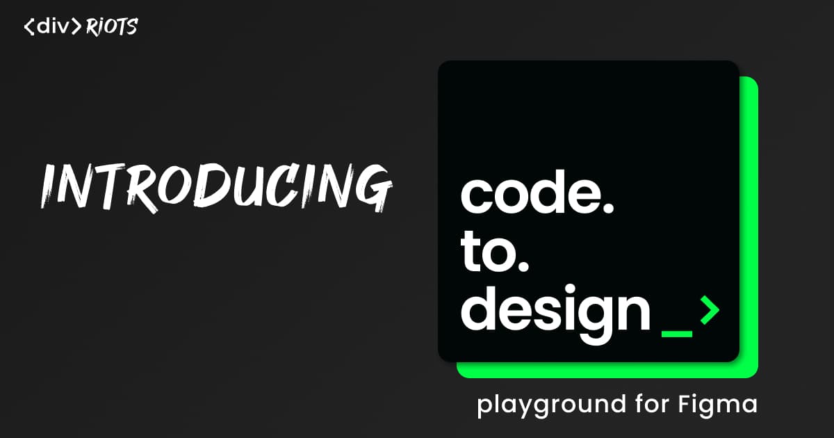 code.to.design logo over black background and title 'Introducing code.to.design playground for Figma'.