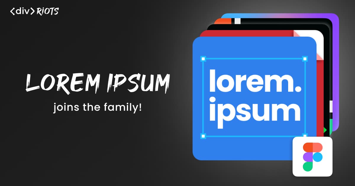 Lorem Ipsum logo over black background and title 'Introducing our latest Figma plugin'.