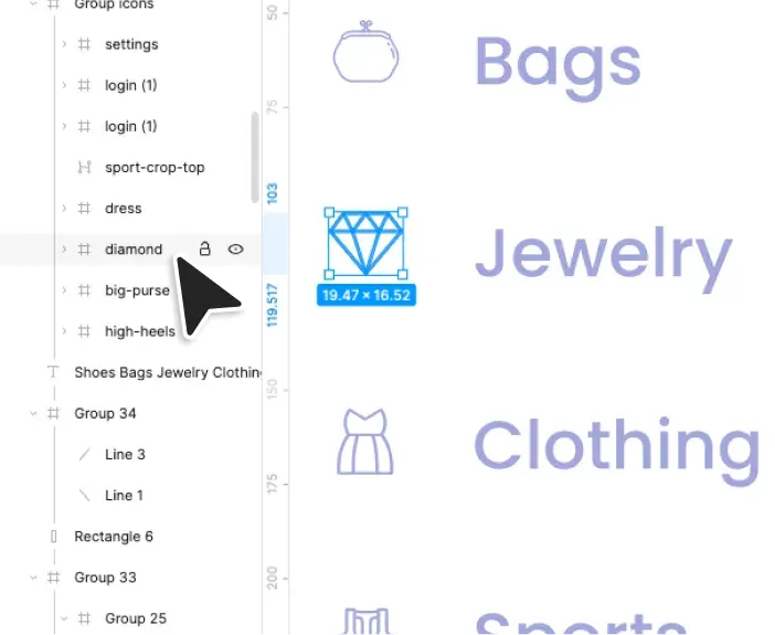 Charts and icons imported from an XD file as crisp vector layers.