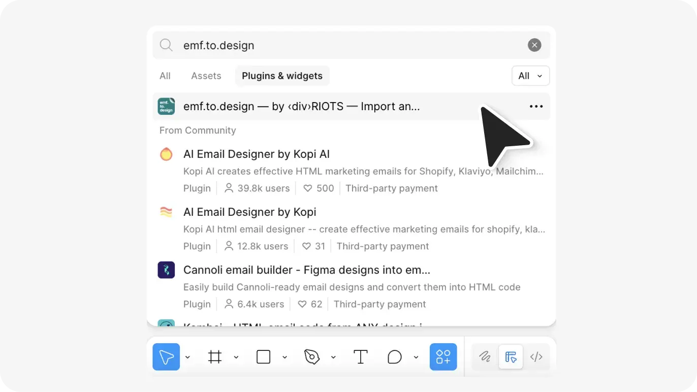 emf.to.design plugin page in Figma Community