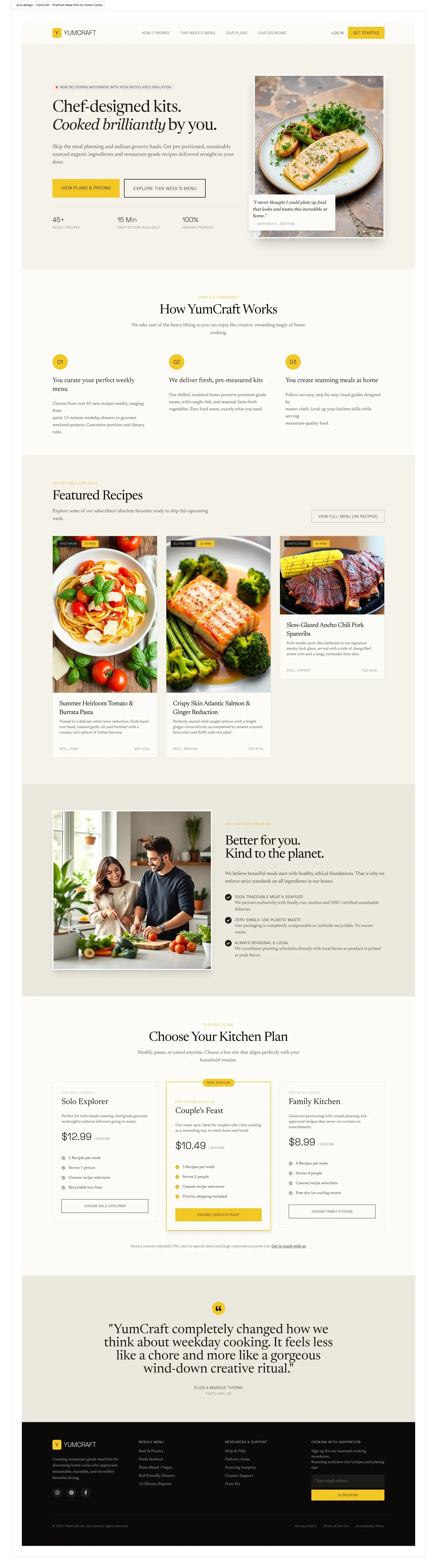 Screenshot of landing page generated by Gemini 3.5 Flash.