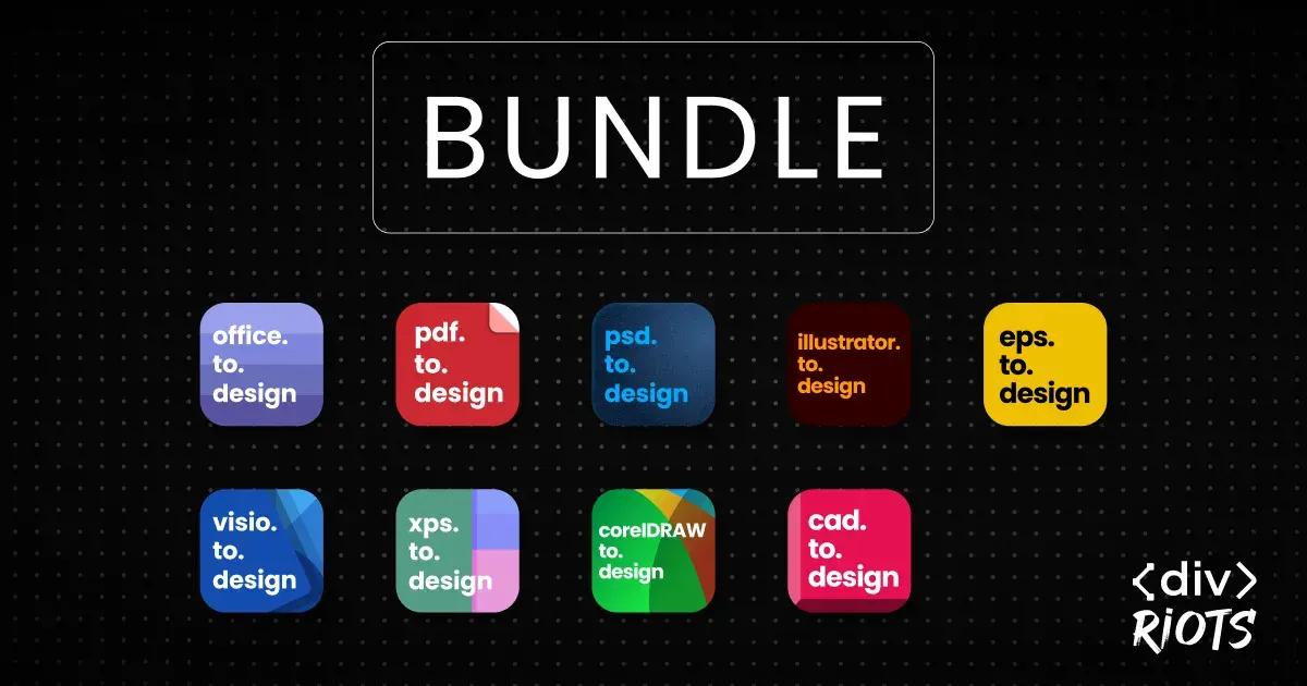 Logos of the different divRIOTS plugins included in the plugin bundle subscription.