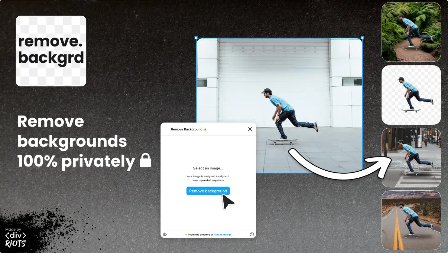 Screenshot of Remove Background Figma plugin and an image with its background removed.