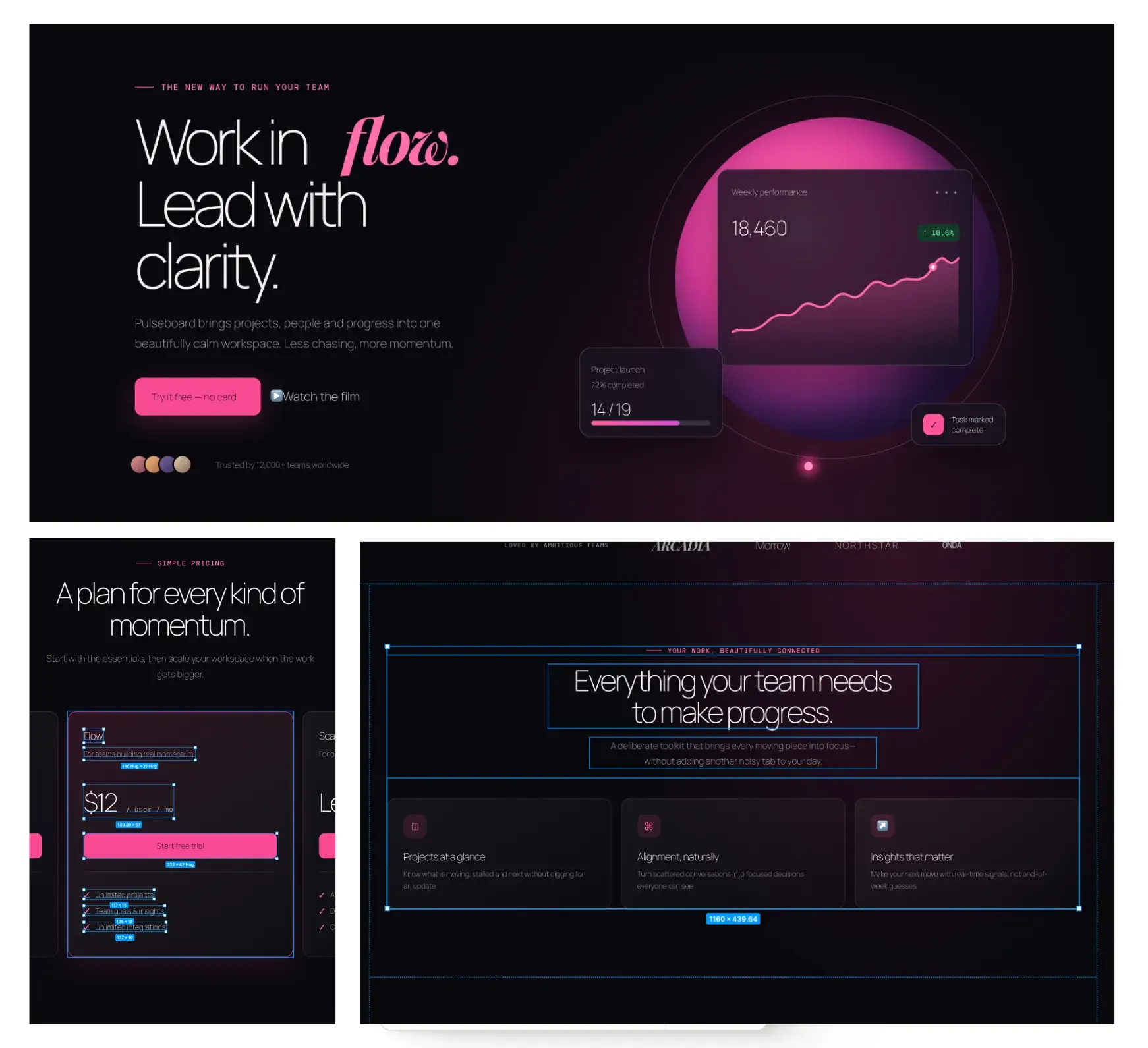 Close-up of Terra's Pulseboard hero, pricing, and feature sections.