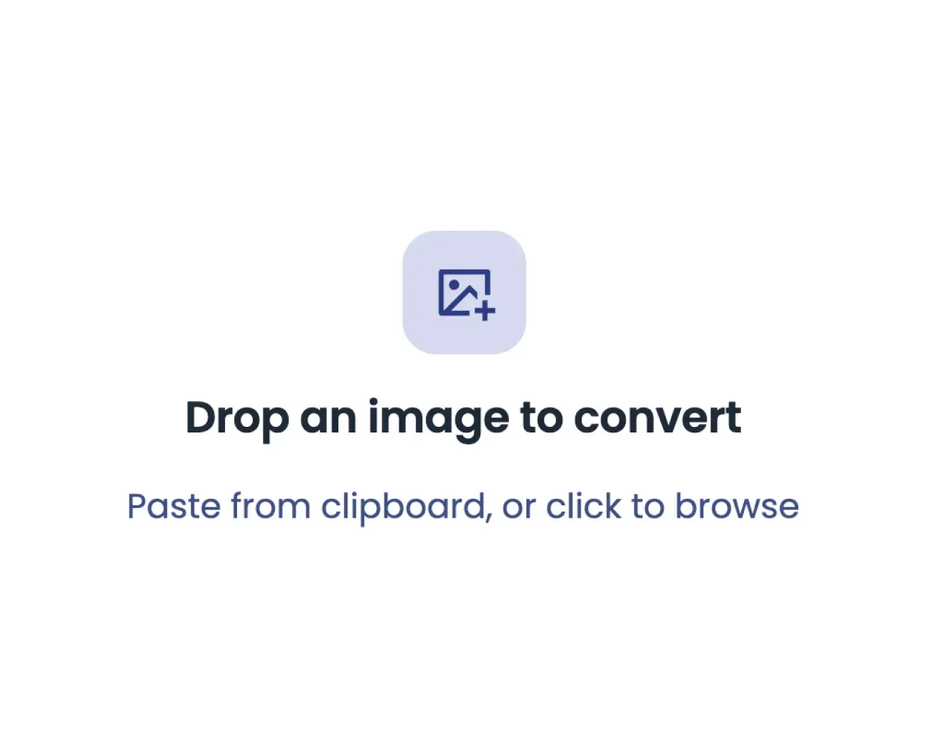 The drop zone reading “Drop an image to convert”.