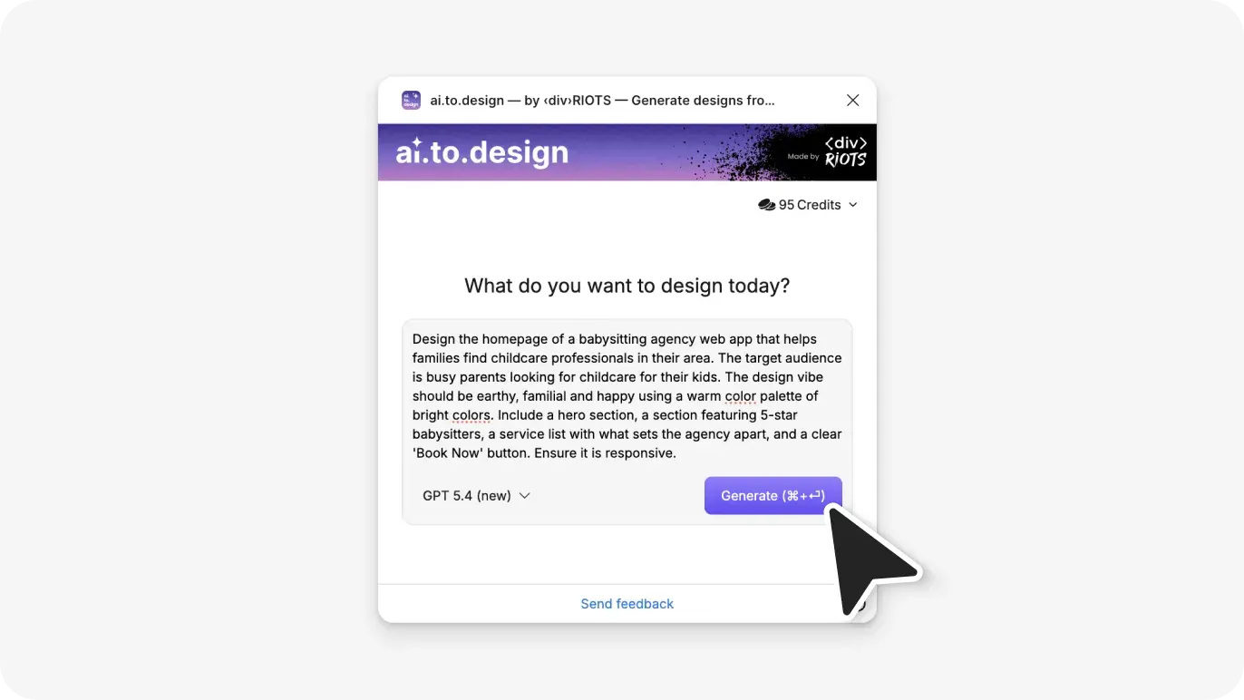 Image of ai.to.design plugin prompt input with an example query entered