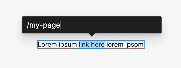The Figma link field with “/my-page” typed in.