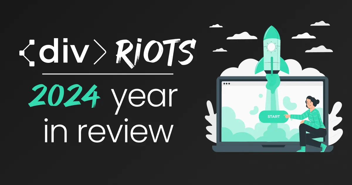 Rocket launching from a laptop and the title ‹div›RIOTS 2024 year in review