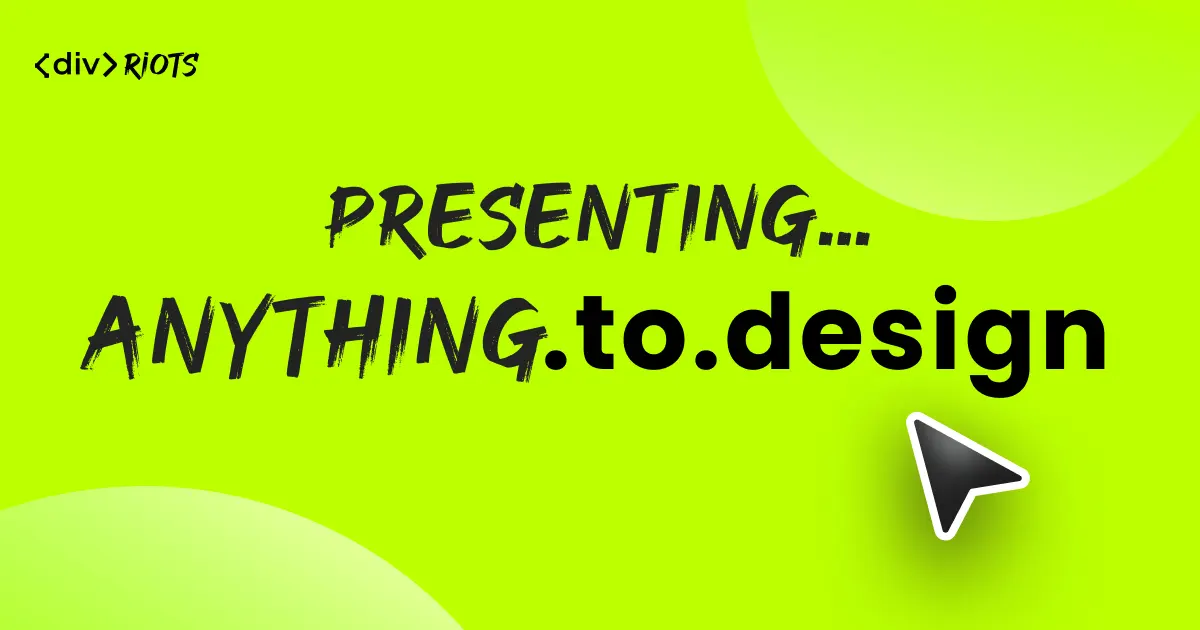 Title Presenting anything.to.design over lime green background.