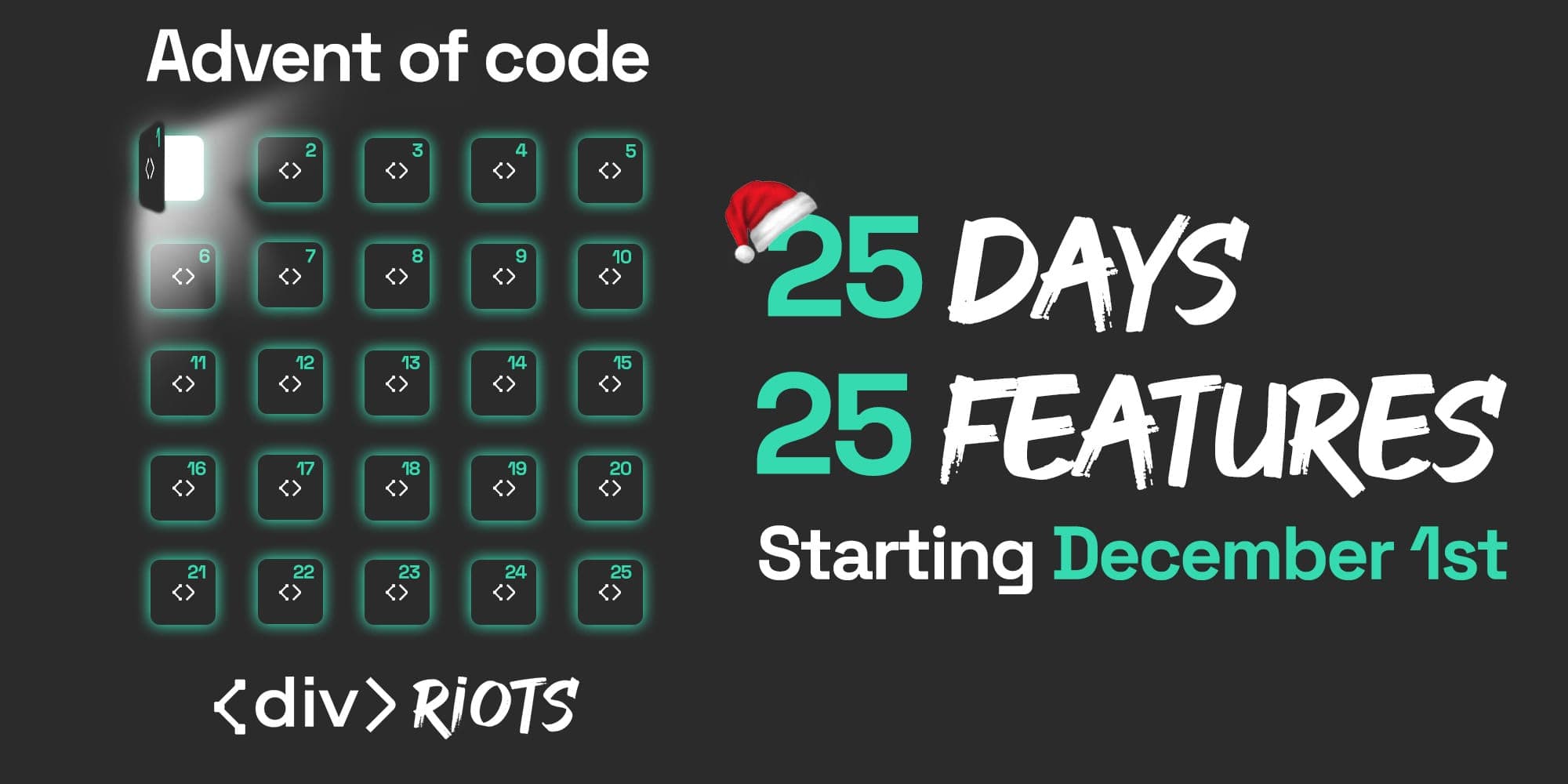 Advent Calendar named "Advent of Code" - 25 days, 25 features, starting December 1st