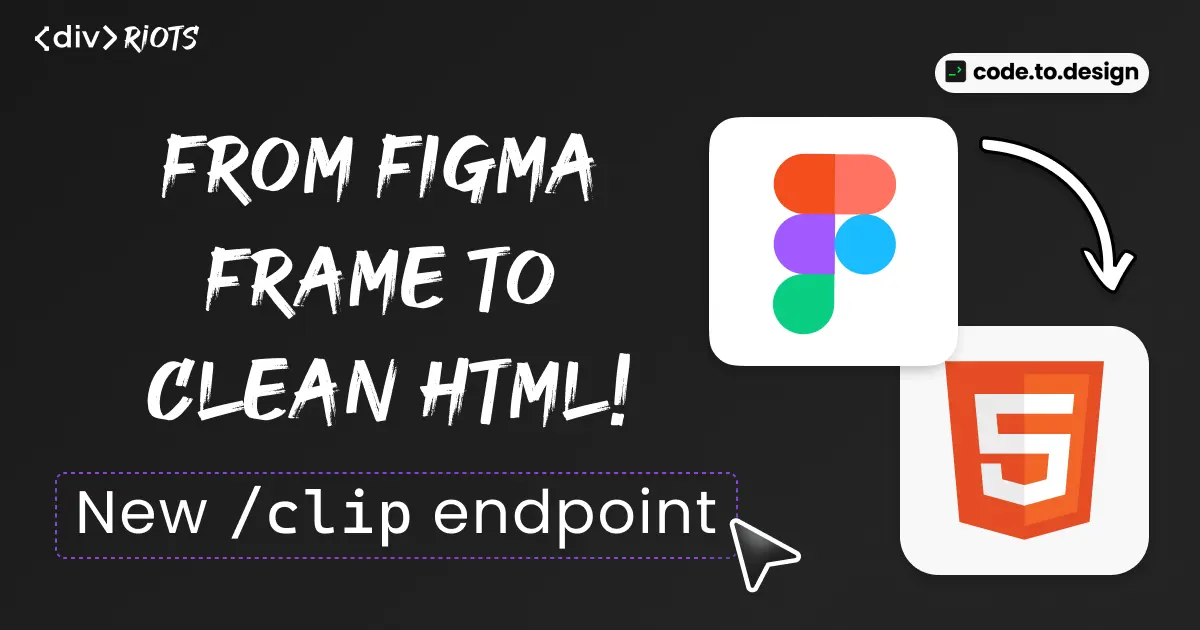 Figma logo with an arrow pointing into HTML 5 logo.