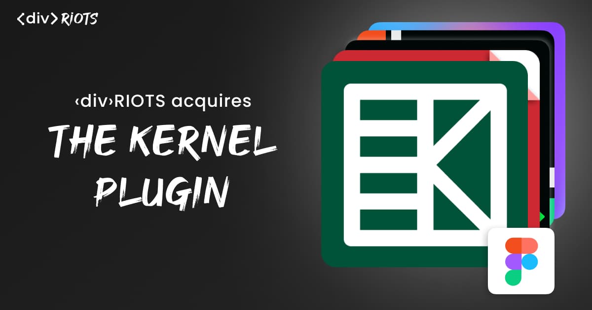 Kernel logo over black background and title '‹div›RIOTS acquires the Kernel plugin'.