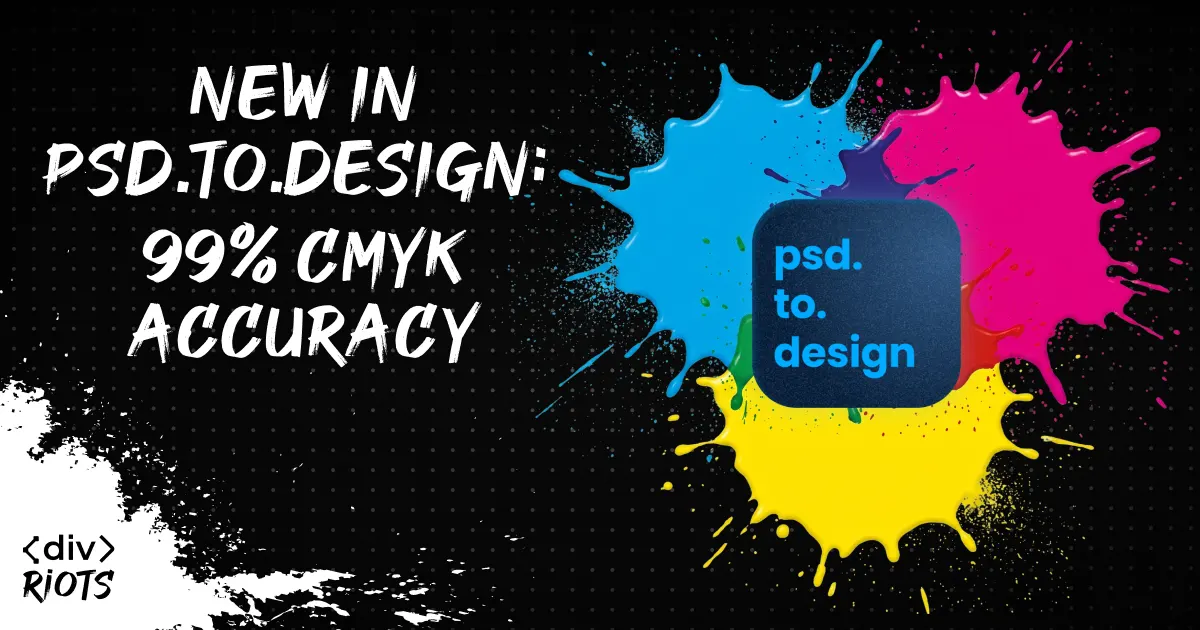 psd.to.design logo and title 'psd.to.design update - 99% CMYK accuracy'